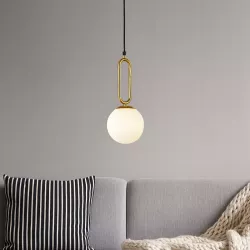 Lampa sufitowa wisząca żyrandol szklana kula e27 LOFT 100cm złoty biały-5904703022909