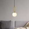 Lampa sufitowa wisząca żyrandol szklana kula e27 LOFT 100cm złoty biały-5904703022909