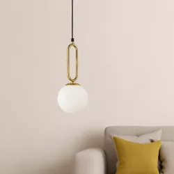 Lampa sufitowa wisząca żyrandol szklana kula e27 LOFT 100cm złoty biały-5904703022909