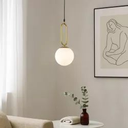 Lampa sufitowa wisząca żyrandol szklana kula e27 LOFT 100cm złoty biały-5904703022909