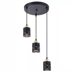 Lampa sufitowa wisząca żyrandol nad stół do kuchni 3x E27 loft czarna-5904703023173