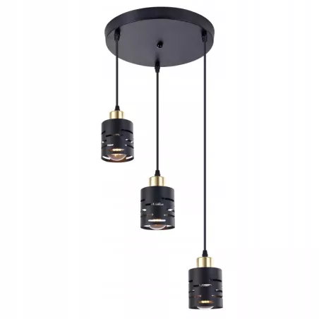 Lampa sufitowa wisząca żyrandol nad stół do kuchni 3x E27 loft czarna-5904703023173