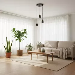 Lampa sufitowa wisząca żyrandol nad stół do kuchni 3x E27 loft czarna-5904703023173