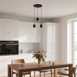 Lampa sufitowa wisząca żyrandol nad stół do kuchni 3x E27 loft czarna-5904703023173