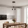 Lampa sufitowa wisząca żyrandol nad stół do kuchni 3x E27 loft czarna-5904703023173