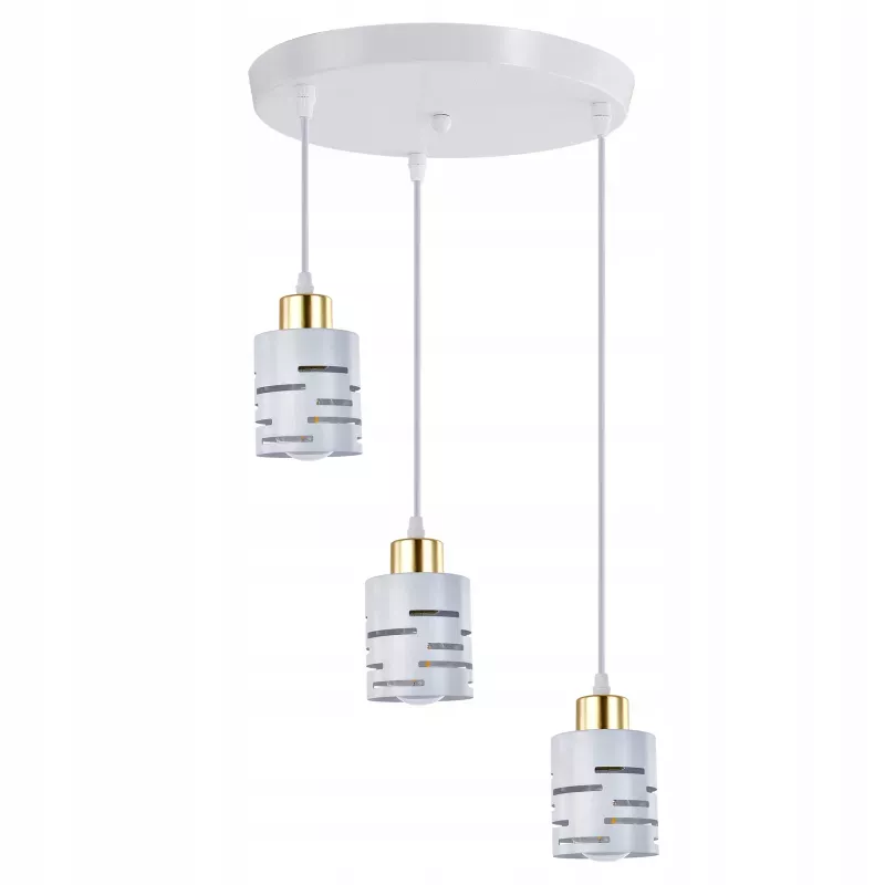 Lampa sufitowa wisząca żyrandol nad stół do kuchni 3x E27 loft biała-5904703023166