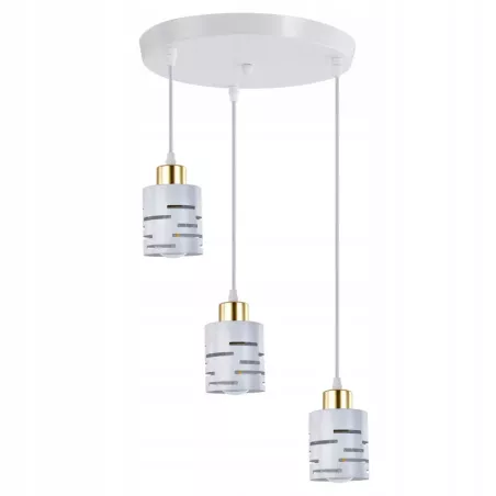 Lampa sufitowa wisząca żyrandol nad stół do kuchni 3x E27 loft biała-5904703023166