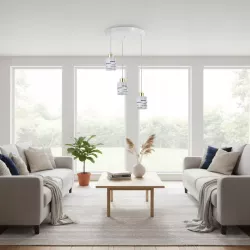 Lampa sufitowa wisząca żyrandol nad stół do kuchni 3x E27 loft biała-5904703023166