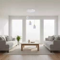 Lampa sufitowa wisząca żyrandol nad stół do kuchni 3x E27 loft biała-5904703023166