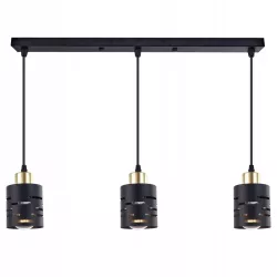 Lampa sufitowa wisząca żyrandol nad stół do kuchni 3x E27 loft czarna-5904703023302