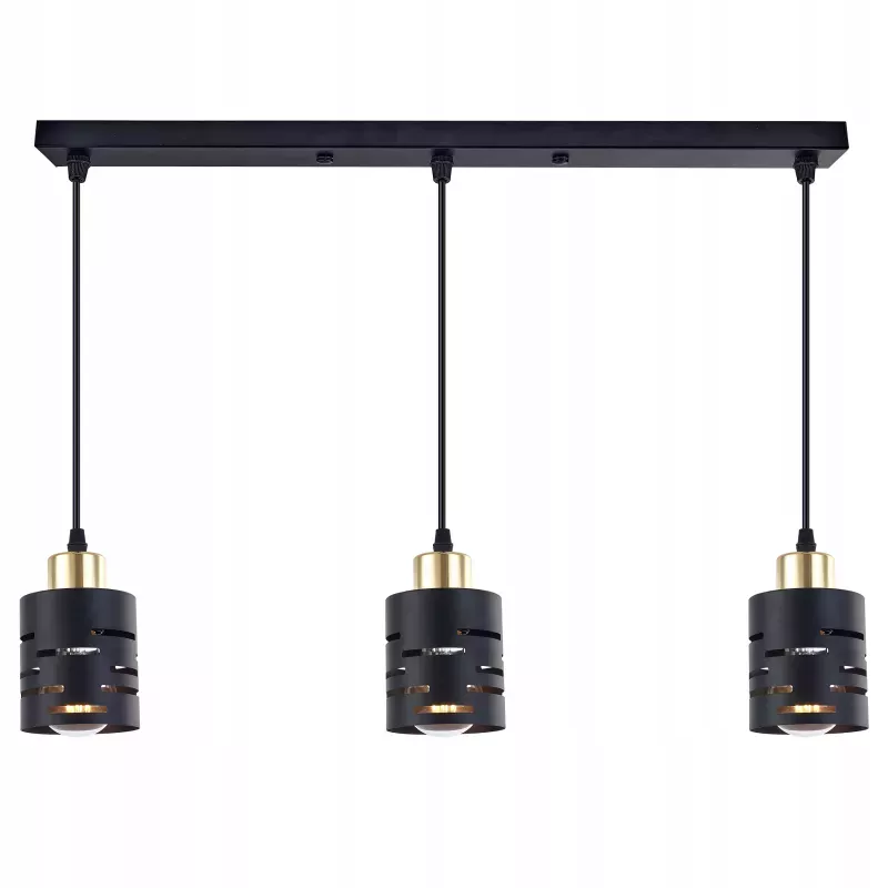 Lampa sufitowa wisząca żyrandol nad stół do kuchni 3x E27 loft czarna-5904703023302