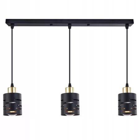 Lampa sufitowa wisząca żyrandol nad stół do kuchni 3x E27 loft czarna-5904703023302