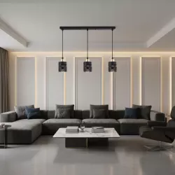Lampa sufitowa wisząca żyrandol nad stół do kuchni 3x E27 loft czarna-5904703023302