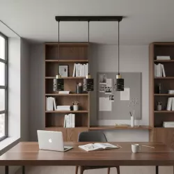 Lampa sufitowa wisząca żyrandol nad stół do kuchni 3x E27 loft czarna-5904703023302