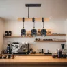 Lampa sufitowa wisząca żyrandol drewniana nad stół do kuchni 3x E27 czarna-5904703023326