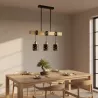 Lampa sufitowa wisząca żyrandol drewniana nad stół do kuchni 3x E27 czarna-5904703023326