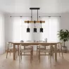 Lampa sufitowa wisząca żyrandol drewniana nad stół do kuchni 3x E27 czarna-5904703023326