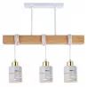 Lampa sufitowa wisząca żyrandol drewniana nad stół do kuchni 3x E27 biała-5904703023333