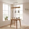 Lampa sufitowa wisząca żyrandol drewniana nad stół do kuchni 3x E27 biała-5904703023333