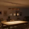 Lampa sufitowa wisząca żyrandol drewniana nad stół do kuchni 3x E27 biała-5904703023333