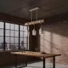 Lampa sufitowa wisząca żyrandol drewniana nad stół do kuchni 3x E27 biała-5904703023333