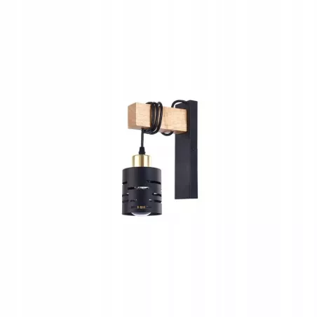 NOWOCZESNY KINKIET LED ELEN 35W STAL DREWNO CZARNY-5904703023234