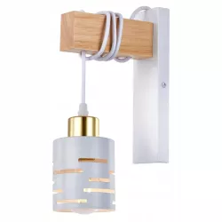 Kinkiet ścienny wewnętrzny lampa ścienna drewniany biały E27 DREWNO LED-5904703023227