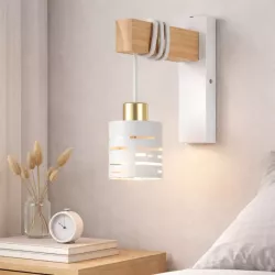 Kinkiet ścienny wewnętrzny lampa ścienna drewniany biały E27 DREWNO LED-5904703023227