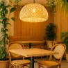 Lampa sufitowa wisząca żyrandol E27 oprawa pleciona 38cm boho BAMBUSOWA-5904703022923