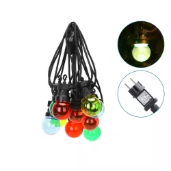 Lampki zewnętrzne łańcuch 10 kolorowych kulek fi5cm sznur 5m 230/24V - 8433325208936