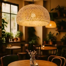 Lampa sufitowa wisząca żyrandol E27 oprawa pleciona 38cm boho BAMBUSOWA-5904703022923