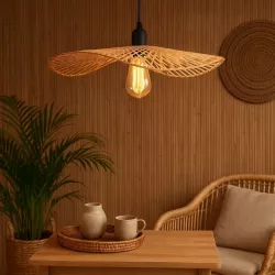 Lampa sufitowa LED lampa wisząca żyrandol E27 oprawa 45cm boho BAMBUSOWA-5904703022954