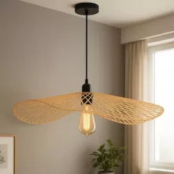 Lampa sufitowa LED lampa wisząca żyrandol E27 oprawa 45cm boho BAMBUSOWA-5904703022954