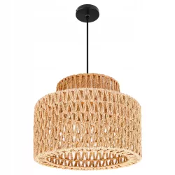 Lampa sufitowa LED wisząca żyrandol E27 oprawa pleciona 30cm boho BAMBUSOWA-5904703022985
