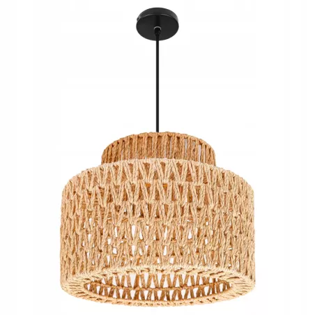 Lampa sufitowa LED wisząca żyrandol E27 oprawa pleciona 30cm boho BAMBUSOWA-5904703022985