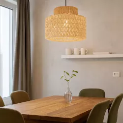 Lampa sufitowa LED wisząca żyrandol E27 oprawa pleciona 30cm boho BAMBUSOWA-5904703022985