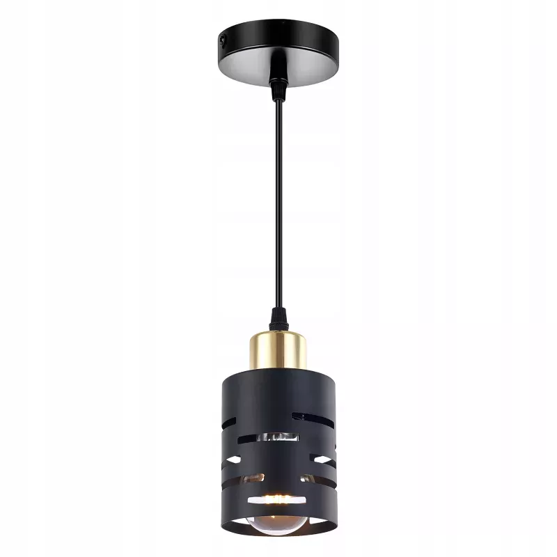 Lampa sufitowa wisząca żyrandol oprawa nad stół do kuchni E27 czarny złota-5904703023197