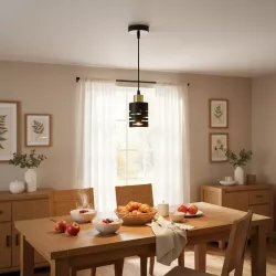 Lampa sufitowa wisząca żyrandol oprawa nad stół do kuchni E27 czarny złota-5904703023197