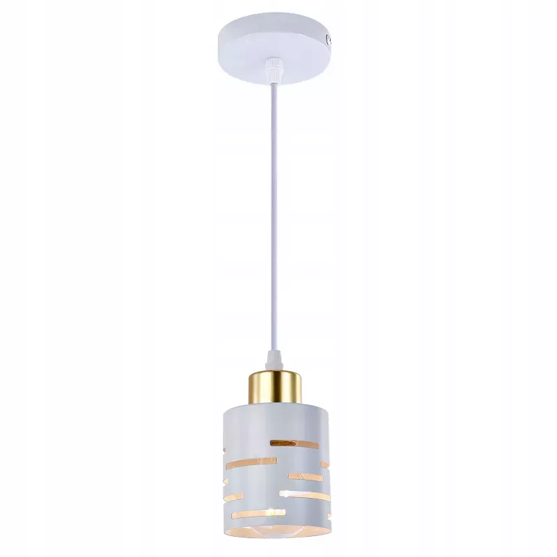 Lampa sufitowa wisząca żyrandol oprawa nad stół do kuchni E27 biała złota-5904703023180