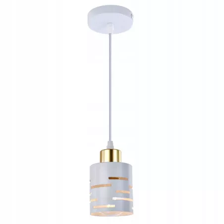 Lampa sufitowa wisząca żyrandol oprawa nad stół do kuchni E27 biała złota-5904703023180