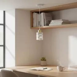 Lampa sufitowa wisząca żyrandol oprawa nad stół do kuchni E27 biała złota-5904703023180