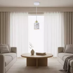 Lampa sufitowa wisząca żyrandol oprawa nad stół do kuchni E27 biała złota-5904703023180