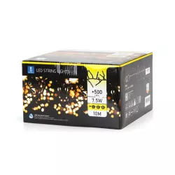 Lampki choinkowe zewnętrzne łańcuch 500 LED ciepłe 5m 230/24V 7.5W - 8433325208967