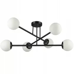 LAMPA WISZĄCA SUFITOWA SZKLANA 6xE27 ŻYRANDOL LOFT kule 74cm czarny-5904703015345
