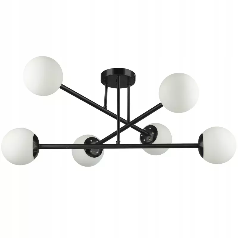 LAMPA WISZĄCA SUFITOWA SZKLANA 6xE27 ŻYRANDOL LOFT kule 74cm czarny-5904703015345