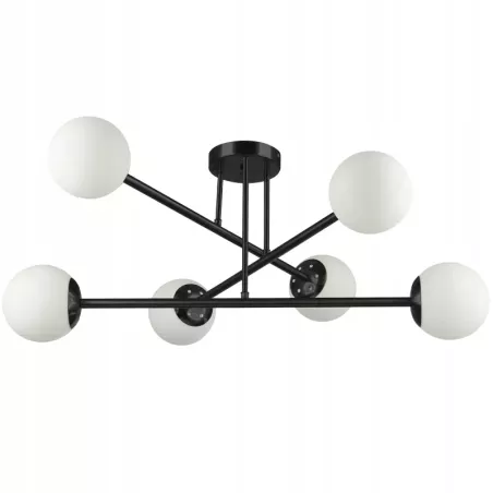 LAMPA WISZĄCA SUFITOWA SZKLANA 6xE27 ŻYRANDOL LOFT kule 74cm czarny-5904703015345