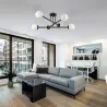 LAMPA WISZĄCA SUFITOWA SZKLANA 6xE27 ŻYRANDOL LOFT kule 74cm czarny-5904703015345