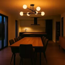 LAMPA WISZĄCA SUFITOWA SZKLANA 6xE27 ŻYRANDOL LOFT kule 74cm czarny-5904703015345