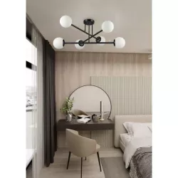LAMPA WISZĄCA SUFITOWA SZKLANA 6xE27 ŻYRANDOL LOFT kule 74cm czarny-5904703015345