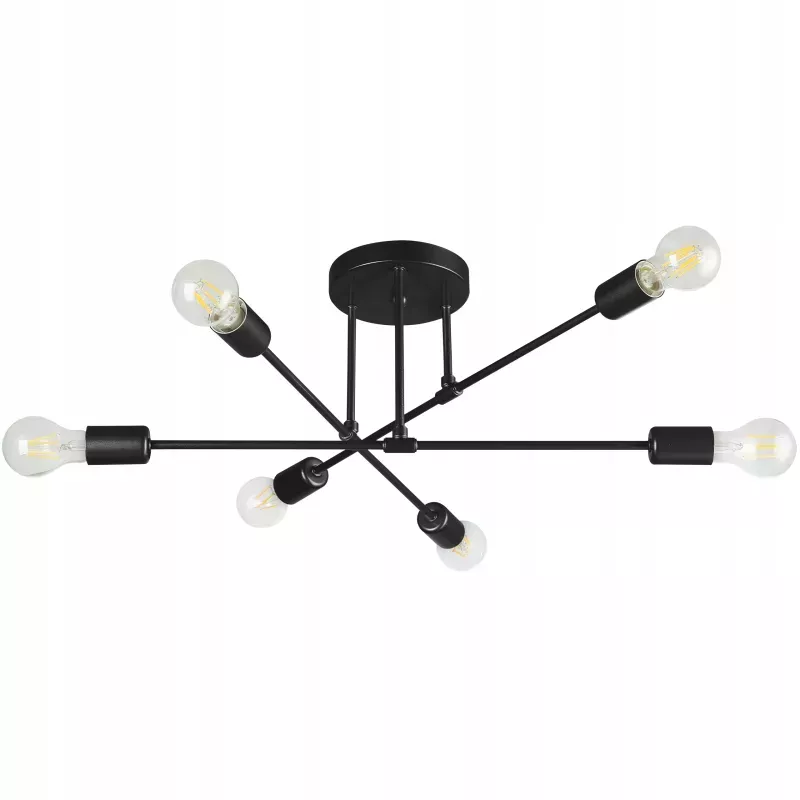 Lampa sufitowa wisząca żyrandol KINKIET oprawa 6x E27 70cm LED czarny-5904703015369